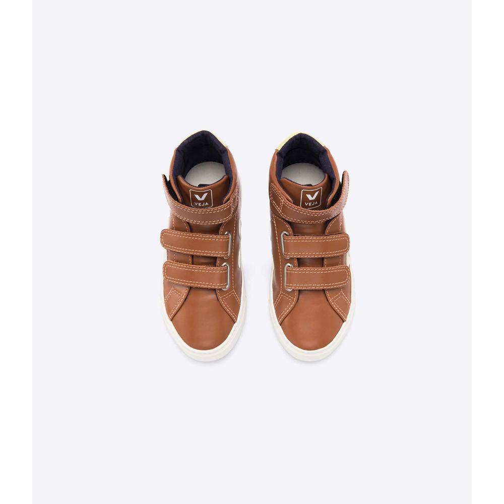 Veja ESPLAR MID LEATHER Kids' High Tops Coffee | CA 678AHK